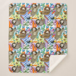 Cartoon Watercolor Sloth Pattern Sherpa Blanket