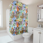 Cartoon Watercolor Sloth Pattern Shower Curtain