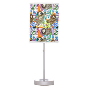 Cartoon Watercolor Sloth Pattern Table Lamp