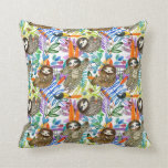 Cartoon Watercolor Sloth Pattern Throw Pillow