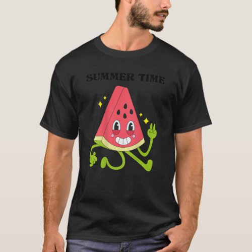 Cartoon Watermelon Funny Back Summer Time T_Shirt