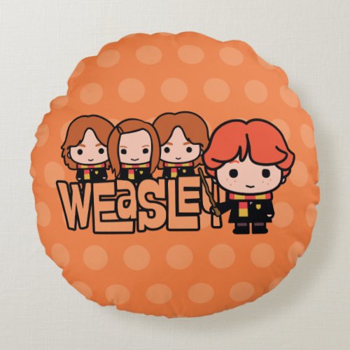Cartoon Weasley Siblilings Graphic Round Pillow