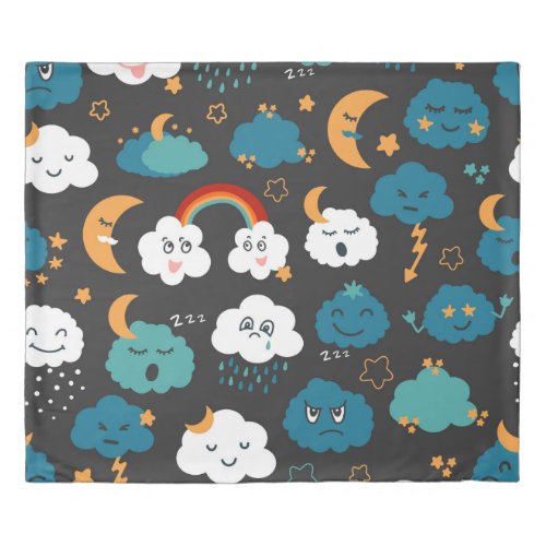 Cartoon Weather Forecast Seamless Pattern Duvet Cover