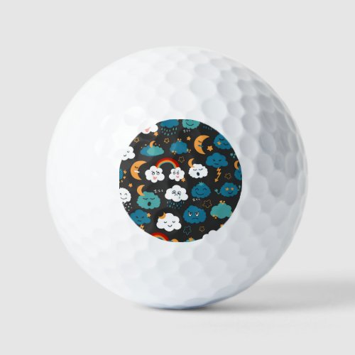 Cartoon Weather Forecast Seamless Pattern Golf Balls