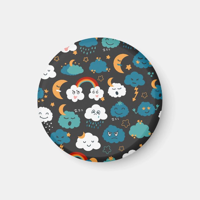Cartoon Weather Forecast Seamless Pattern Magnet (Front)