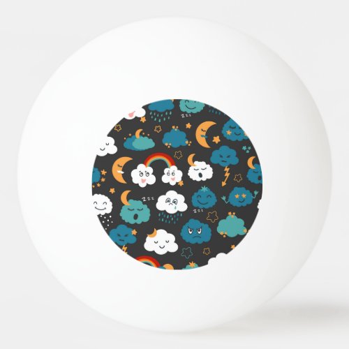 Cartoon Weather Forecast Seamless Pattern Ping Pong Ball