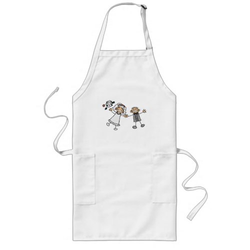 Cartoon Wedding Bride Groom Happy Long Apron