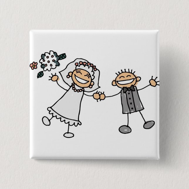 Cartoon Wedding Button (Front)