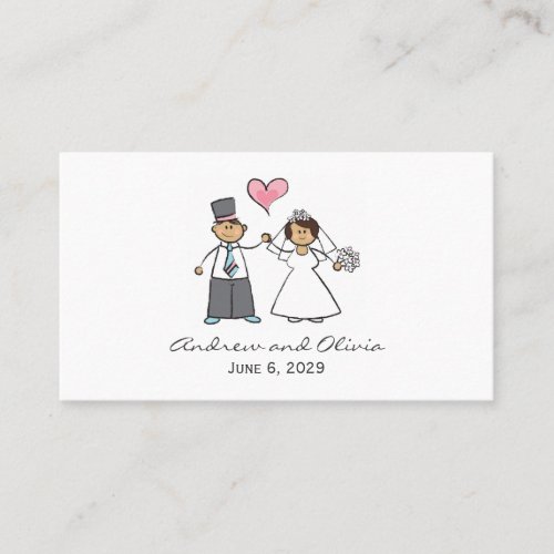 Cute Cartoon Wedding Couple Bride Groom Love Heart Business Card Templates