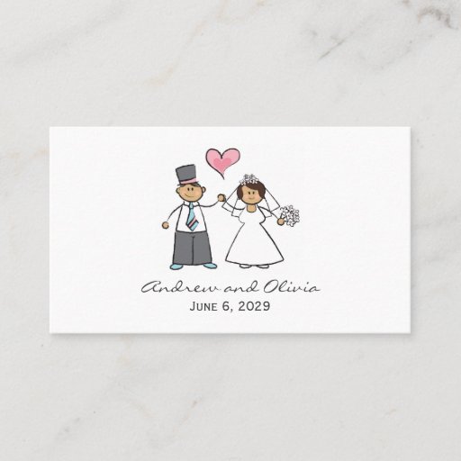 Customizable Cute Cartoon Wedding Couple Bride Groom Love Heart Business Card Templates