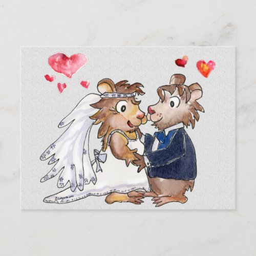 Cartoon Wedding Couple Save the Date Postcards