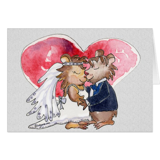 Cartoon Wedding Dance Couple Cards (Front Horizontal)