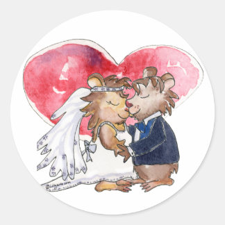 Cartoon Wedding Dance Couple Classic Round Sticker