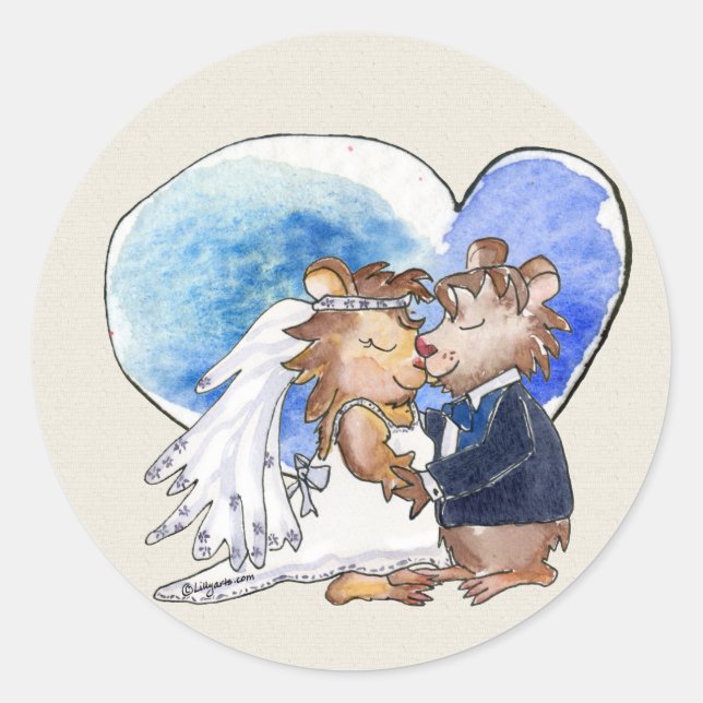 Cartoon Wedding Dance Couple Classic Round Sticker (Front)