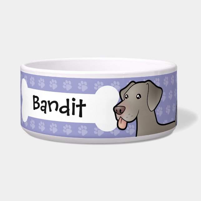 Cartoon Weimaraner Bowl (Front)