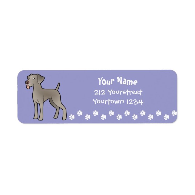 Cartoon Weimaraner Label (Front)