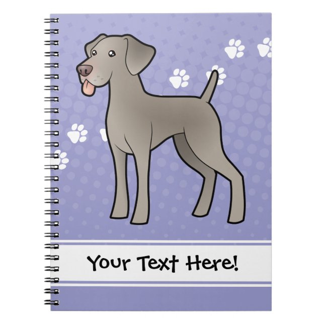 Cartoon Weimaraner Notebook (Front)