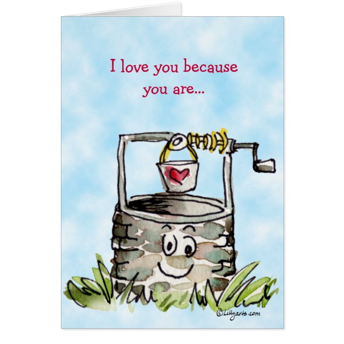 Cartoon Well Valentines Day Greeting Cards