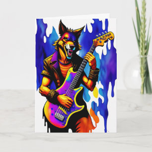 Cartoon Werewolf Musician Halloween Card