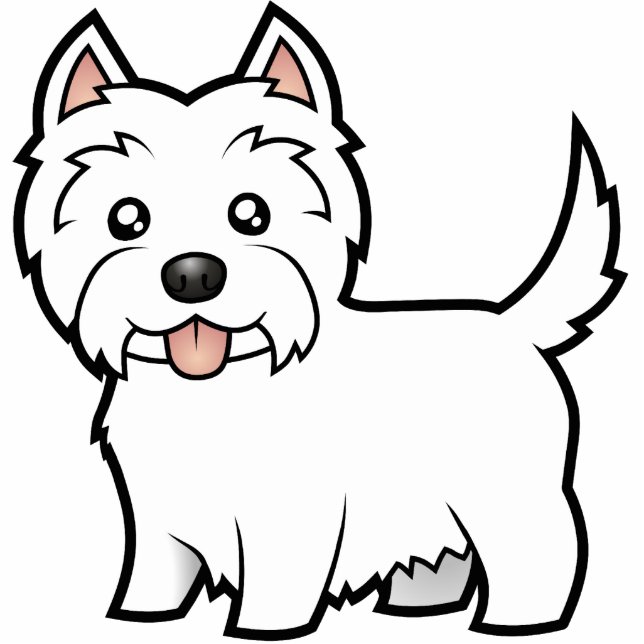 Cartoon West Highland White Terrier Statuette (Front)