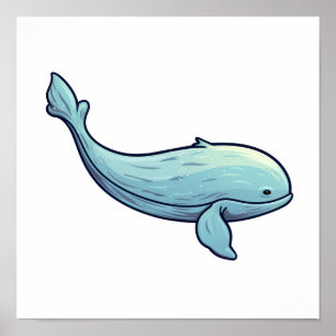 Cartoon whale illustration poster