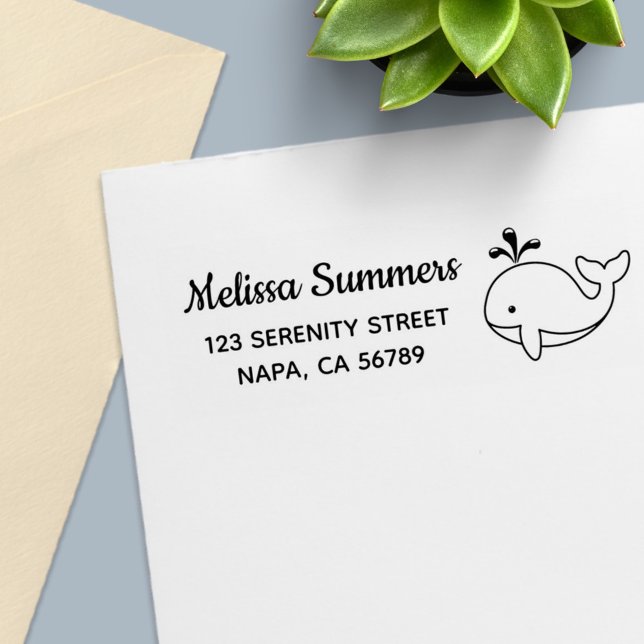 Cartoon Whale Return Address Self-inking Stamp (Creator Uploaded)