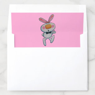 Cartoon White Bunny Bow Tie Thumbs Up Pink Envelope Liner