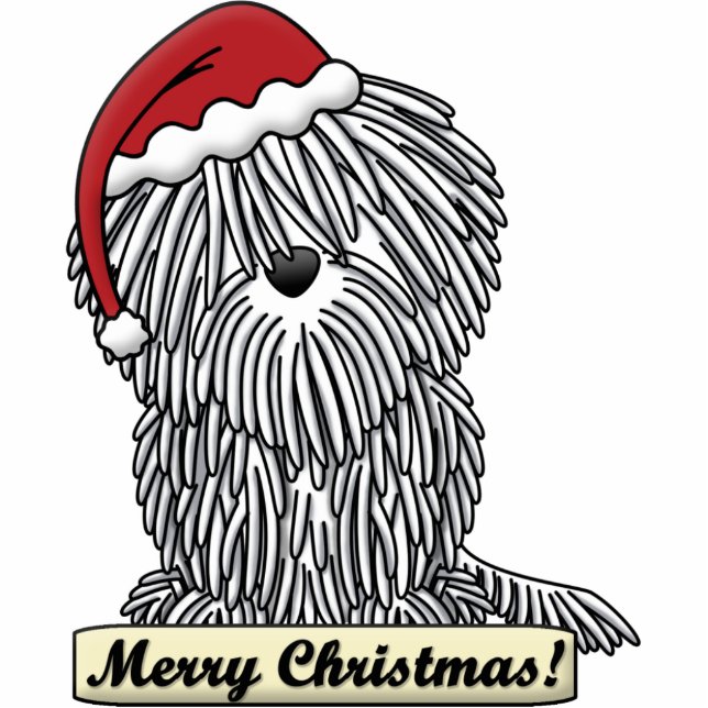 Cartoon White Puli Christmas Ornament (Front)
