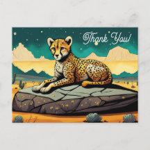 Cartoon Wild Leopard At Desert Thank You