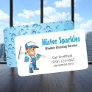 Cartoon Window Squeegee Cleaning Service Guy Business Card