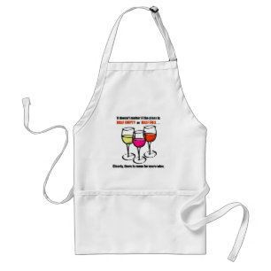 Cartoon Wine Glasses Glass Half Empty Wine Humor Adult Apron