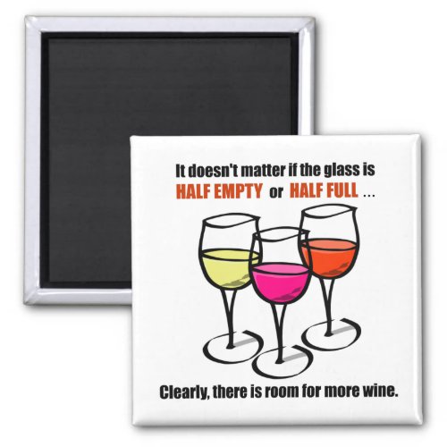 Cartoon Wine Glasses Glass Half Empty Wine Humor Magnet