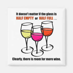 Cartoon Wine Glasses Glass Half Empty Wine Humor Magnet