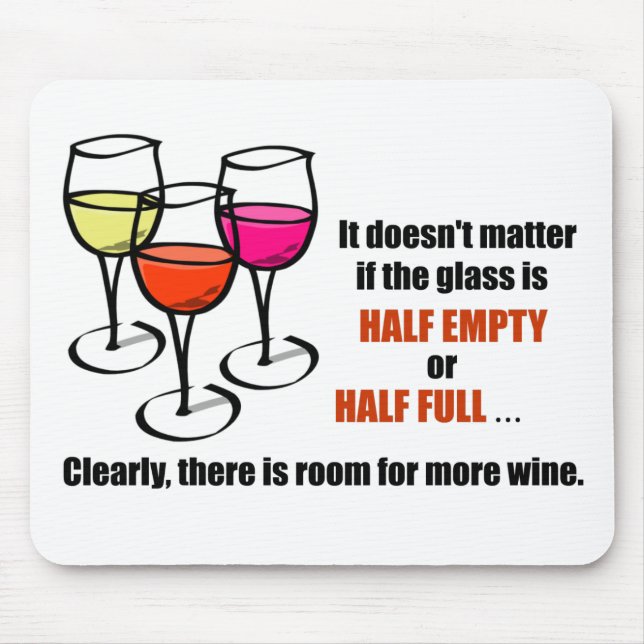 Cartoon Wine Glasses Glass Half Empty Wine Humor Mouse Pad (Front)