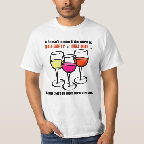 Cartoon Wine Glasses Glass Half Empty Wine Humor T_Shirt