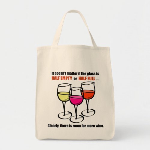 Cartoon Wine Glasses Glass Half Empty Wine Humor Tote Bag