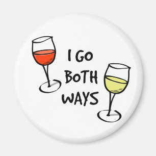 Cartoon Wine Glasses I Go Both Ways Funny Magnet