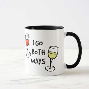 Cartoon Wine Glasses I Go Both Ways Funny Mug