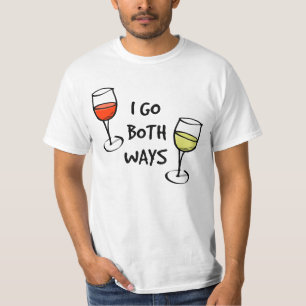 Cartoon Wine Glasses I Go Both Ways Funny T-Shirt