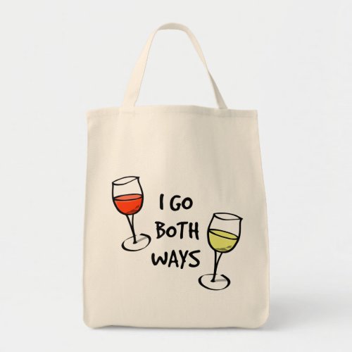 Cartoon Wine Glasses I Go Both Ways Funny Tote Bag