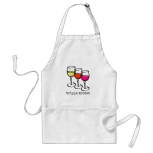 Cartoon Wine Glasses Triple Threat Funny Winery Adult Apron