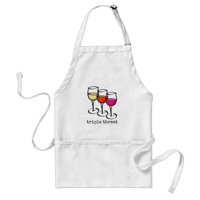 Cartoon Wine Glasses Triple Threat Funny Winery Adult Apron (Front)