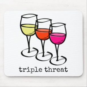 Cartoon Wine Glasses Triple Threat Funny Winery Mouse Pad