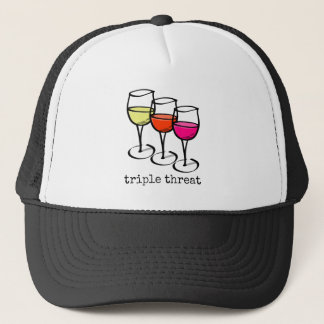 Cartoon Wine Glasses Triple Threat Funny Winery Trucker Hat