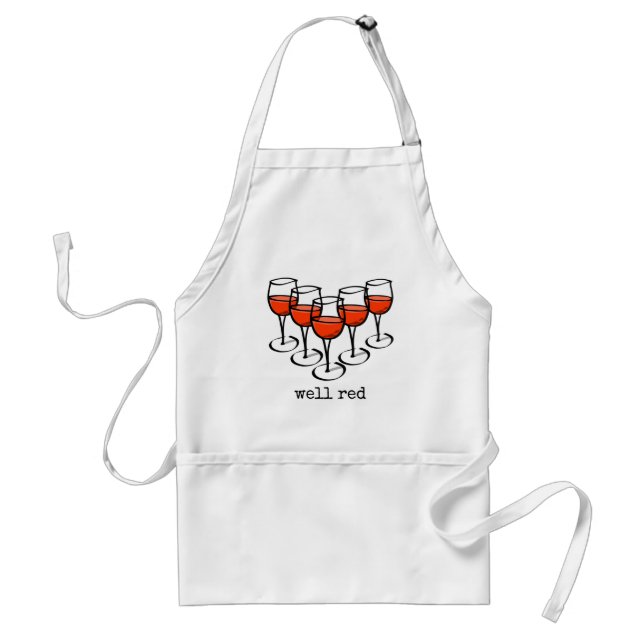 Cartoon Wine Glasses Well Red Winery Humor Adult Apron (Front)
