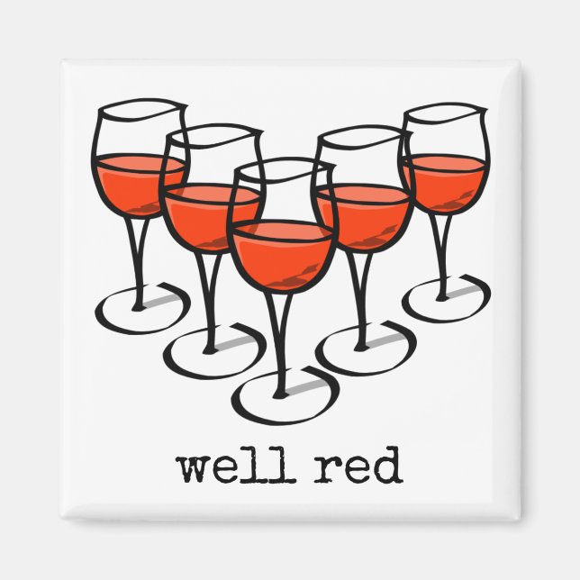 Cartoon Wine Glasses Well Red Winery Humor Magnet (Front)