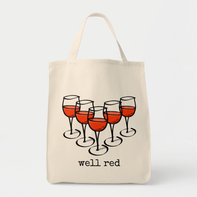 Cartoon Wine Glasses Well Red Winery Humor Tote Bag (Front)