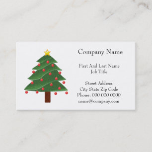 Cartoon Winter Christmas Tree with Ornaments Business Card