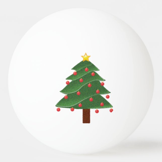 Cartoon Winter Christmas Tree with Ornaments  Ping-Pong Ball (Front)