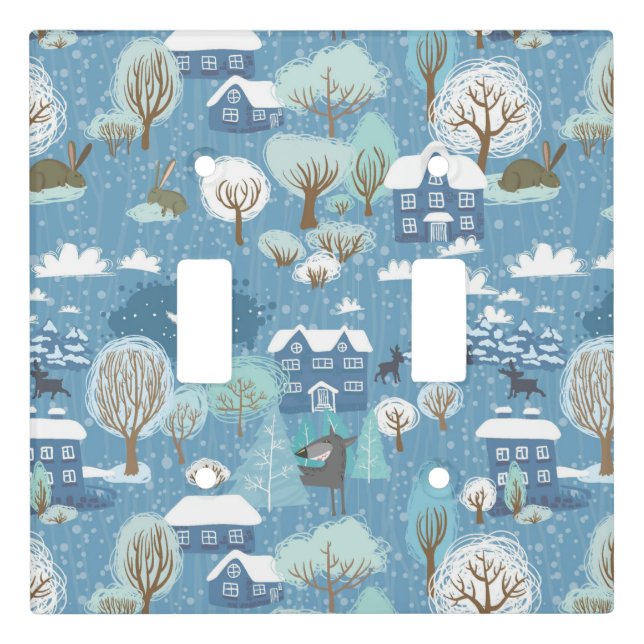 Cartoon Winter Snow Scene Light Switch Cover (Front)